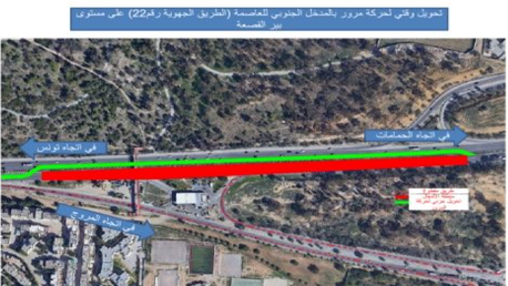 تحويل لحركة المرور بالمدخل الجنوبي للعاصمة على مستوى بئر القصعة من الغد الخميس